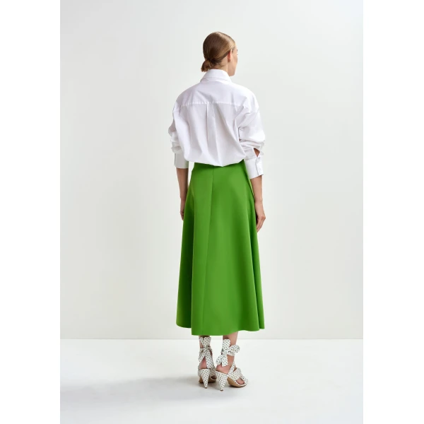 Essentiel Antwerp White cotton shirt with elongated collar and mismatched buttons, view 4