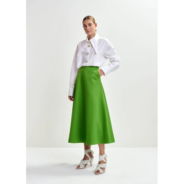 Essentiel Antwerp White cotton shirt with elongated collar and mismatched buttons, view 5