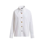 Essentiel Antwerp White cotton shirt with elongated collar and mismatched buttons - Essentiel Antwerp Shirts - Colorful Belgian Design - Shop at Coveti