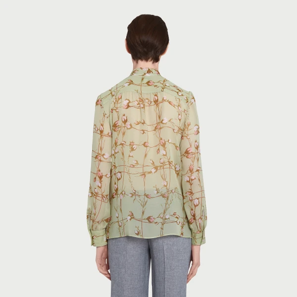 Giambattista Valli Wild Flowers Green Silk Blouse - Giambattista Valli Tops - Romantic Couture - Shop at Coveti