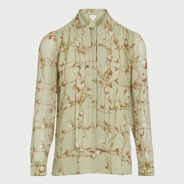 Giambattista Valli Wild Flowers Green Silk Blouse - Giambattista Valli Tops - Romantic Couture - Shop at Coveti