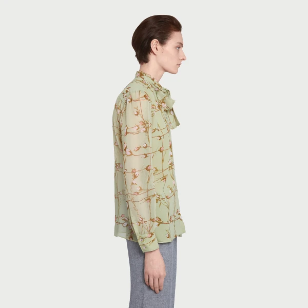 Giambattista Valli Wild Flowers Green Silk Blouse - Giambattista Valli Tops - Romantic Couture - Shop at Coveti