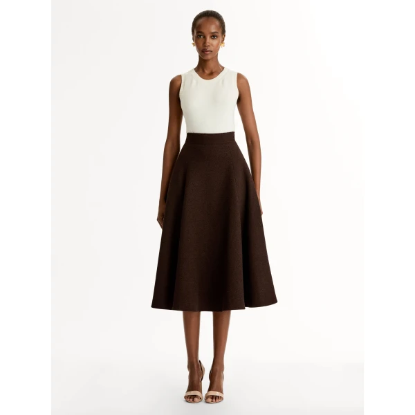 Oscar de la Renta Wool Tweed Pleated Skirt - Oscar de la Renta Skirts - American Couture - Shop at Coveti