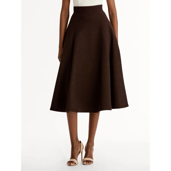 Oscar de la Renta Wool Tweed Pleated Skirt - Oscar de la Renta Skirts - American Couture - Shop at Coveti