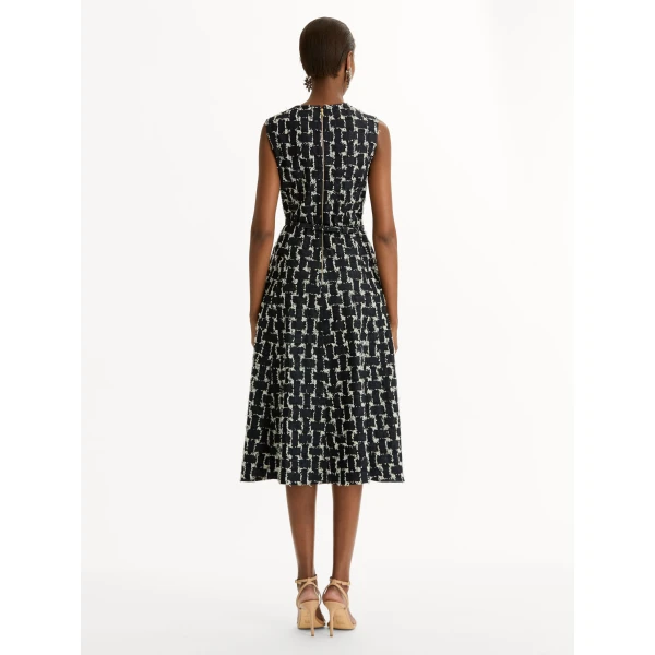 Oscar de la Renta Woven Denim Jacquard Midi Dress - Oscar de la Renta Dresses - American Couture - Shop at Coveti