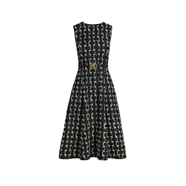 Oscar de la Renta Woven Denim Jacquard Midi Dress - Oscar de la Renta Dresses - American Couture - Shop at Coveti