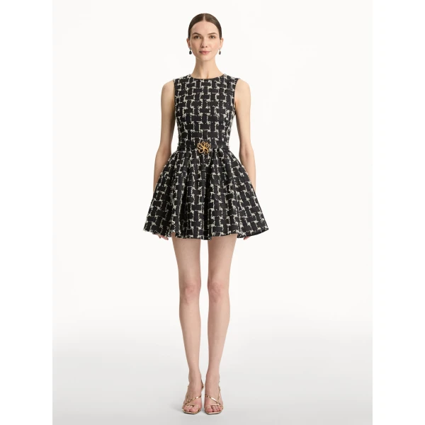 Oscar de la Renta Woven Denim Jacquard Mini Dress - Oscar de la Renta Dresses - American Couture - Shop at Coveti
