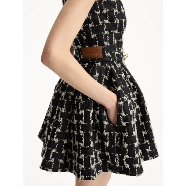 Oscar de la Renta Woven Denim Jacquard Mini Dress - Oscar de la Renta Dresses - American Couture - Shop at Coveti
