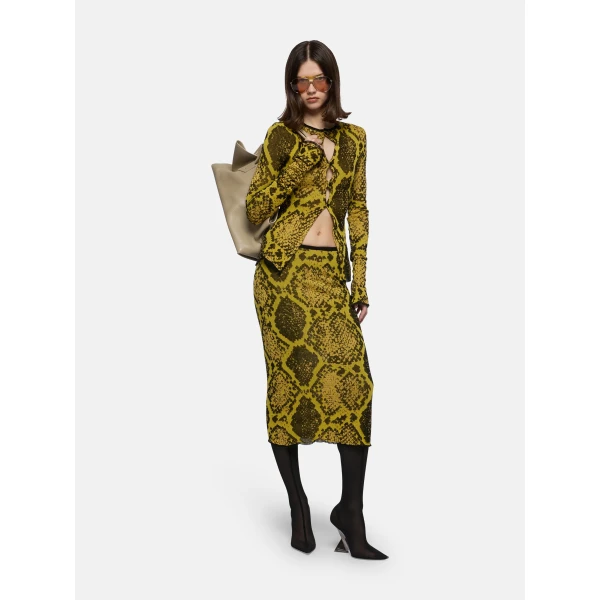 The Attico Yellow And Black Midi Skirt, view 2