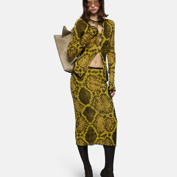 The Attico Yellow And Black Midi Skirt - The Attico Skirts - Designed by Gilda Ambrosio & Giorgia Tordini - Shop at Coveti
