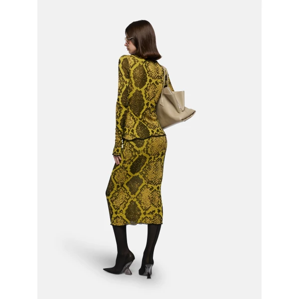The Attico Yellow And Black Midi Skirt, view 3