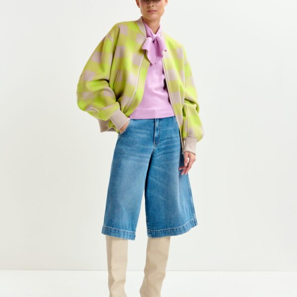 Essentiel Antwerp Yellow and beige checked wool bomber jacket - Essentiel Antwerp Jackets - Colorful Belgian Design - Shop at Coveti