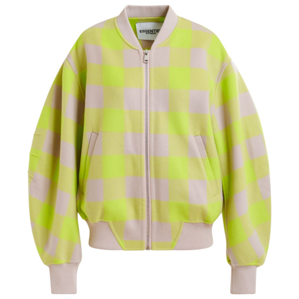 Essentiel Antwerp Yellow and beige checked wool bomber jacket - Essentiel Antwerp Jackets - Colorful Belgian Design - Shop at Coveti