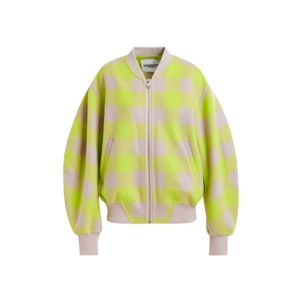 Essentiel Antwerp Yellow and beige checked wool bomber jacket - Essentiel Antwerp Jackets - Colorful Belgian Design - Shop at Coveti