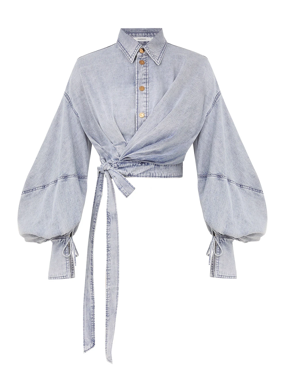 Zimmermann Rebellion Denim Wrap Top | Ready to Wear 2025 Collection Coveti Elevate your elegance in this Zimmermann Tops from the 2025 resort wear edit