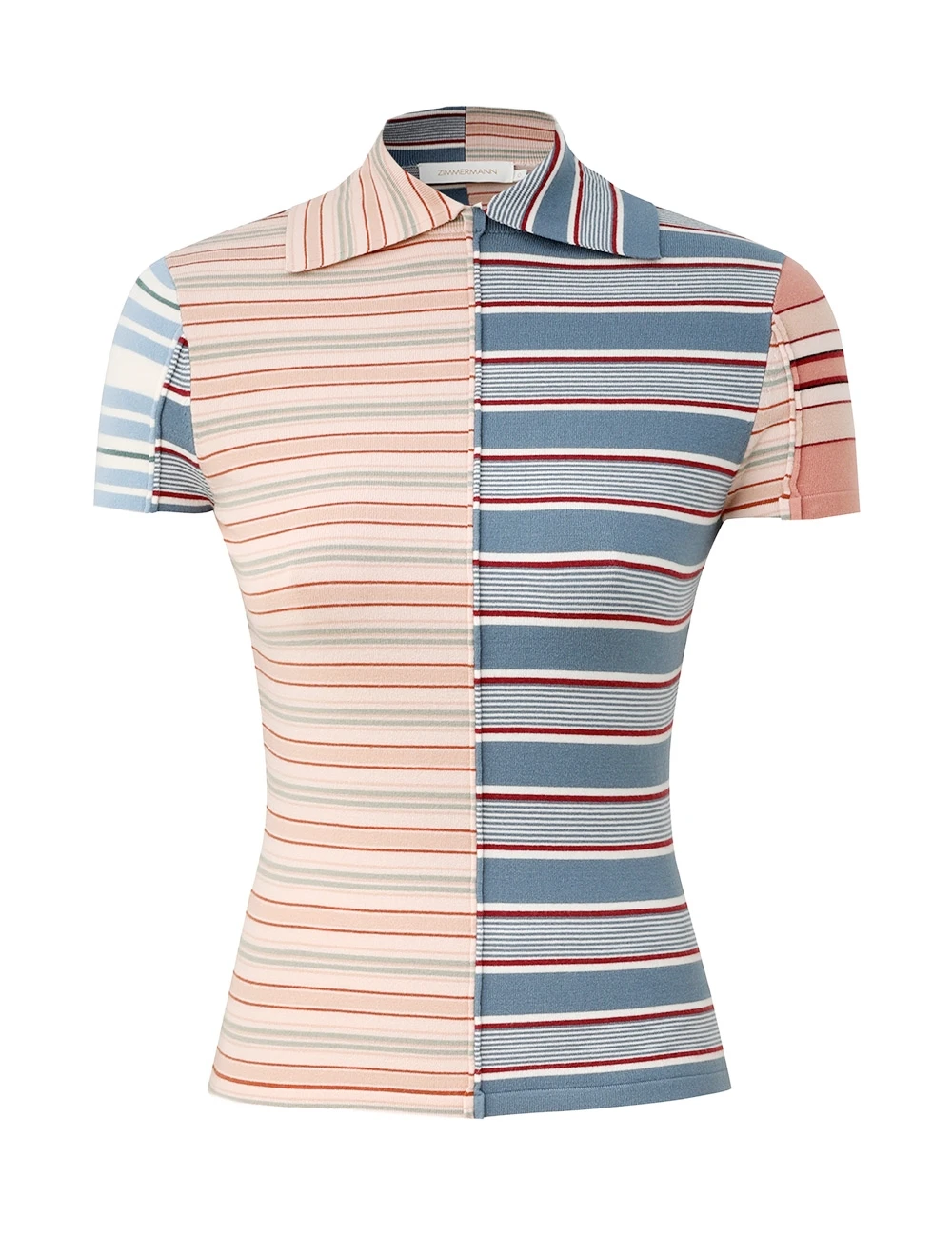 Zimmermann Rebellion Spliced Stripe Polo | Ready to Wear 2025 Collection Coveti Elevate your elegance in this Zimmermann Tops from the 2025 resort wear edit