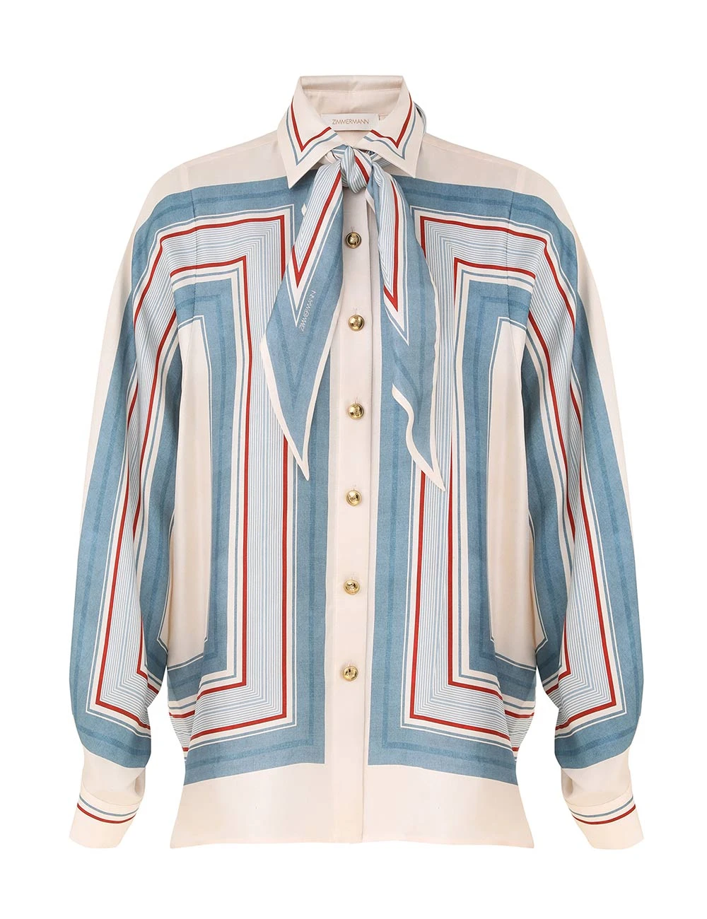 Zimmermann Relaxed Scarf Shirt | Ready to Wear 2025 Collection Coveti Elevate your elegance in this Zimmermann Tops from the 2025 resort wear edit