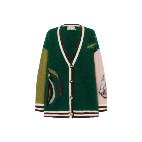 Alemais Toucan Tango Cardigan Sustainable Knitwear with Alemais print - Coveti Australian Designer