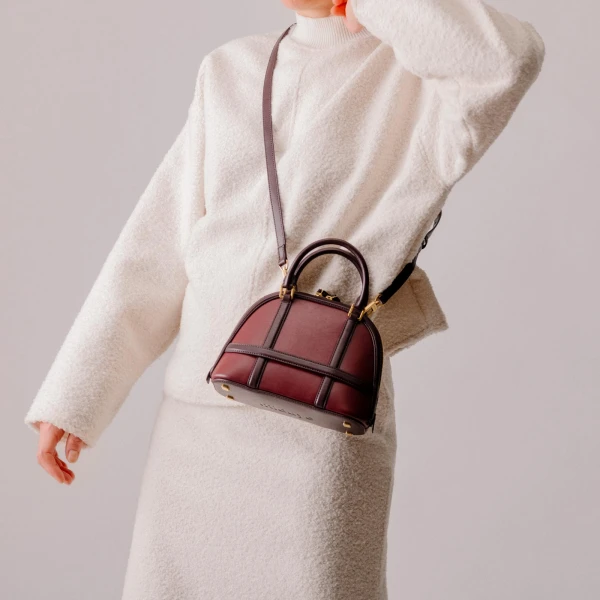 Mlouye 12 Mini - Navy Bag a Architectural Leather Handbag in Blue at Coveti Luxury