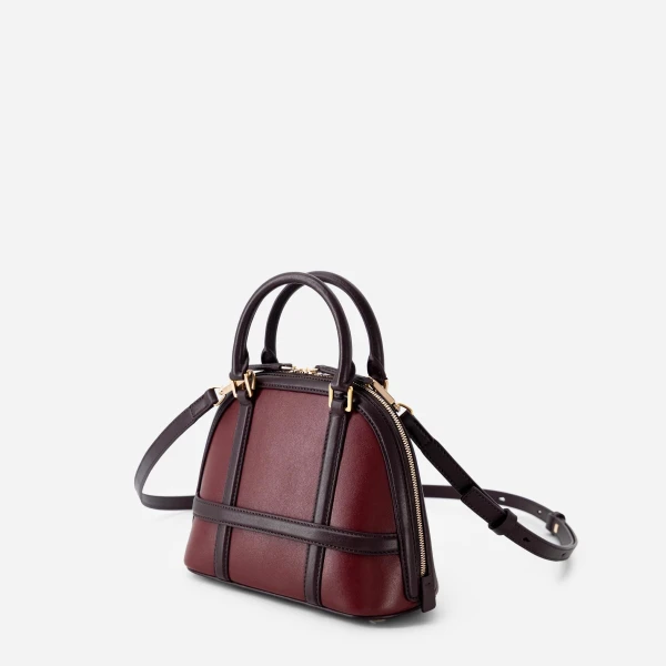Mlouye 12 Mini - Bordeaux Bag a Architectural Leather Handbag in Red at Coveti Luxury