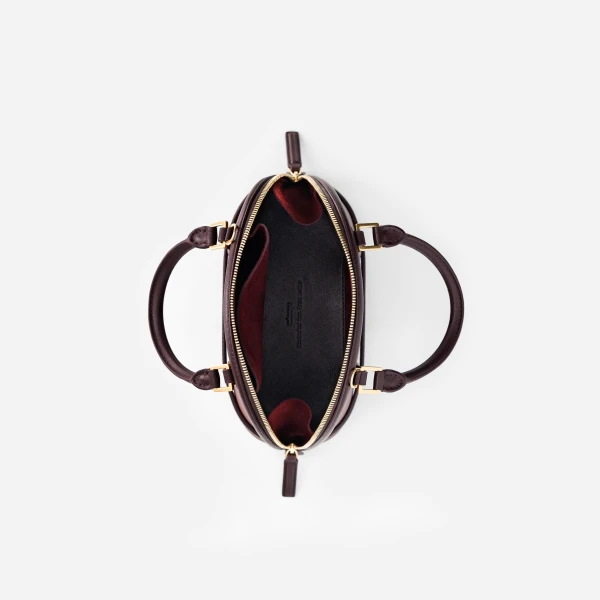 Mlouye 12 Mini - Bordeaux Bag a Architectural Leather Handbag in Red at Coveti Luxury