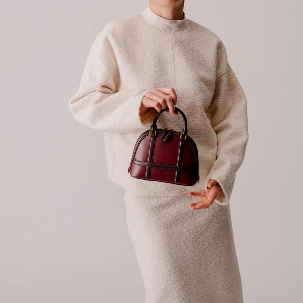 Mlouye 12 Mini - Navy Bag a Architectural Leather Handbag in Blue at Coveti Luxury
