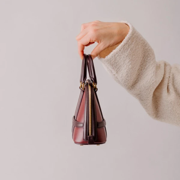 Mlouye 12 Mini - Navy Bag a Architectural Leather Handbag in Blue at Coveti Luxury