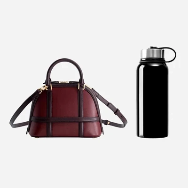 Mlouye 12 Mini - Bordeaux Bag a Architectural Leather Handbag in Red at Coveti Luxury