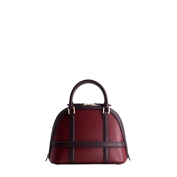 Mlouye 12 Mini - Bordeaux Bag a Architectural Leather Handbag in Red at Coveti Luxury