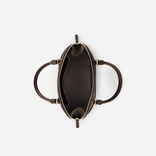 Mlouye Mini Flex Bag - Patent Bordeaux Bag a Architectural Leather Handbag in Red at Coveti Luxury