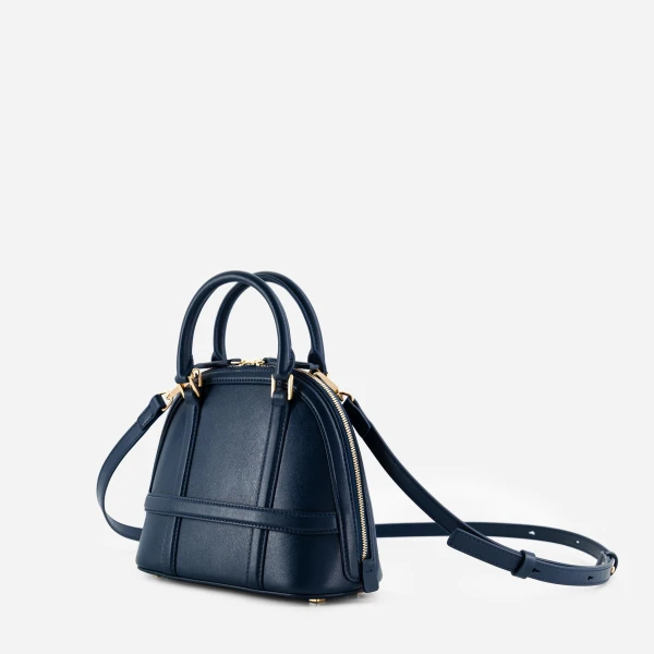 Mlouye 12 Mini - Navy Bag a Architectural Leather Handbag in Blue at Coveti Luxury