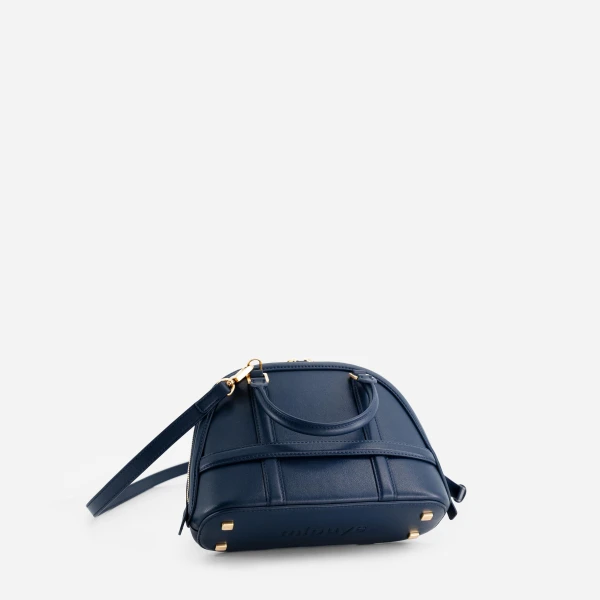 Mlouye 12 Mini - Navy Bag a Architectural Leather Handbag in Blue at Coveti Luxury