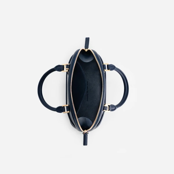 Mlouye 12 Mini - Navy Bag a Architectural Leather Handbag in Blue at Coveti Luxury