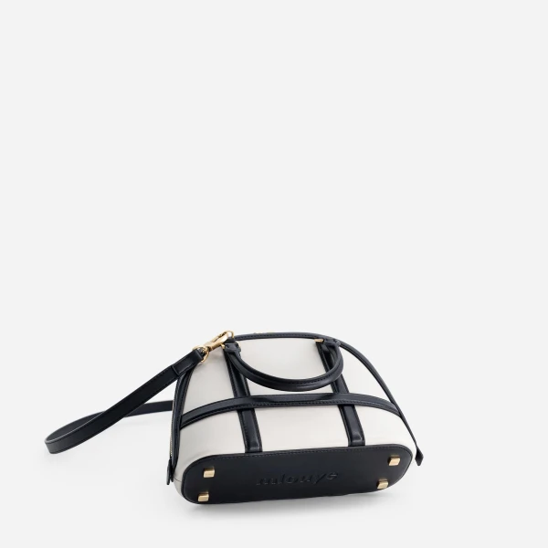 Mlouye 12 Mini - Off White Bag a Architectural Leather Handbag in Ivory at Coveti Luxury