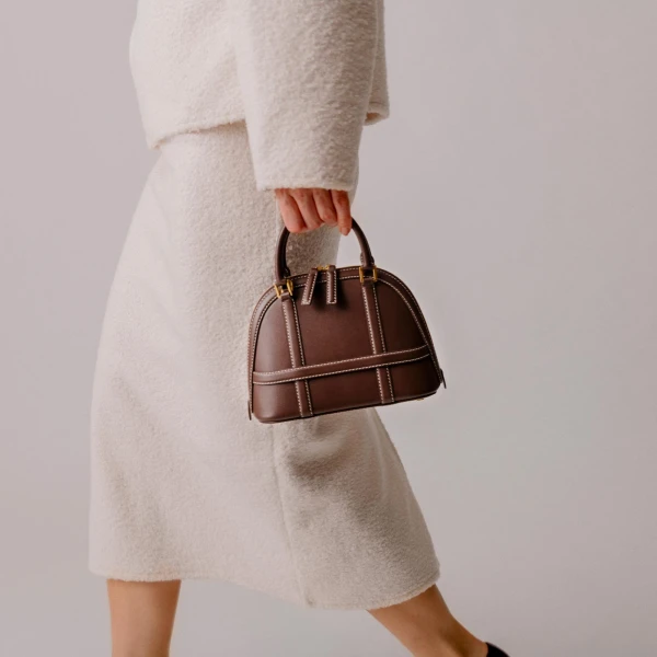 Mlouye 12 Mini - Suede Gummy Bag a Architectural Leather Handbag in Multicolour at Coveti Luxury