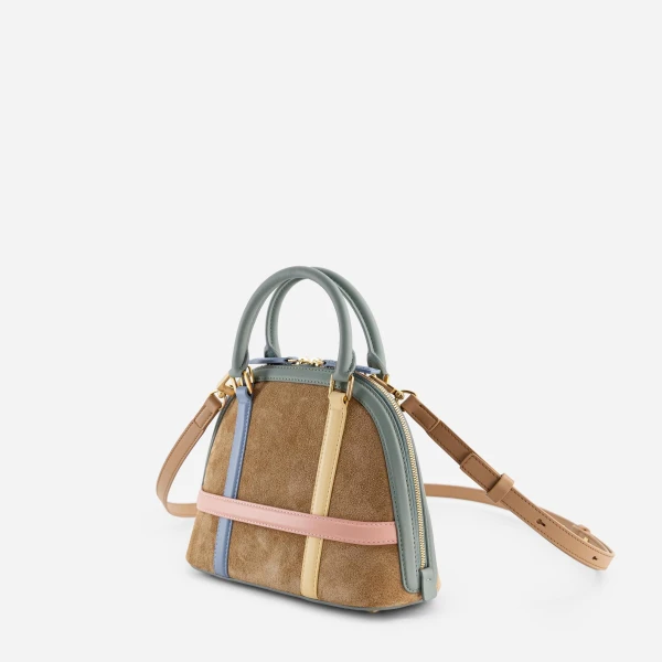 Mlouye 12 Mini - Suede Gummy Bag a Architectural Leather Handbag in Multicolour at Coveti Luxury