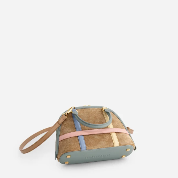 Mlouye 12 Mini - Suede Gummy Bag a Architectural Leather Handbag in Multicolour at Coveti Luxury