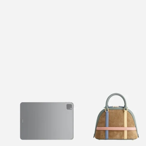 Mlouye 12 Mini - Suede Gummy Bag a Architectural Leather Handbag in Multicolour at Coveti Luxury