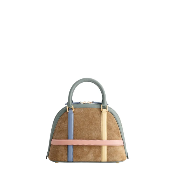 Mlouye 12 Mini - Suede Gummy Bag a Architectural Leather Handbag in Multicolour at Coveti Luxury