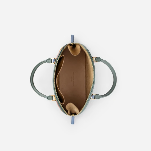 Mlouye 12 - Suede Gummy Bag a Architectural Leather Handbag in Multicolour at Coveti Luxury