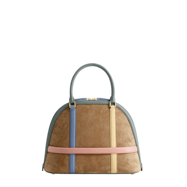 Mlouye 12 - Suede Gummy Bag a Architectural Leather Handbag in Multicolour at Coveti Luxury