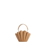 Mlouye Micro Seashell - Latte Bag a Architectural Leather Handbag in Brown at Coveti Luxury