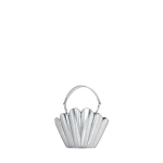 Mlouye Micro Seashell - Mirror Bag a Architectural Leather Handbag in Silver at Coveti Luxury