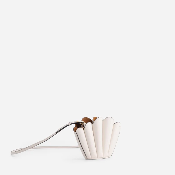 Mlouye Micro Seashell - Off White Bag a Architectural Leather Handbag in Ivory at Coveti Luxury