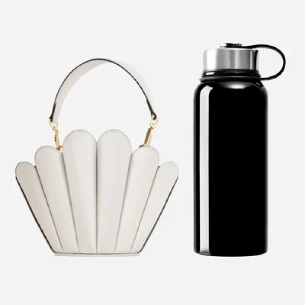Mlouye Micro Seashell - Off White Bag a Architectural Leather Handbag in Ivory at Coveti Luxury