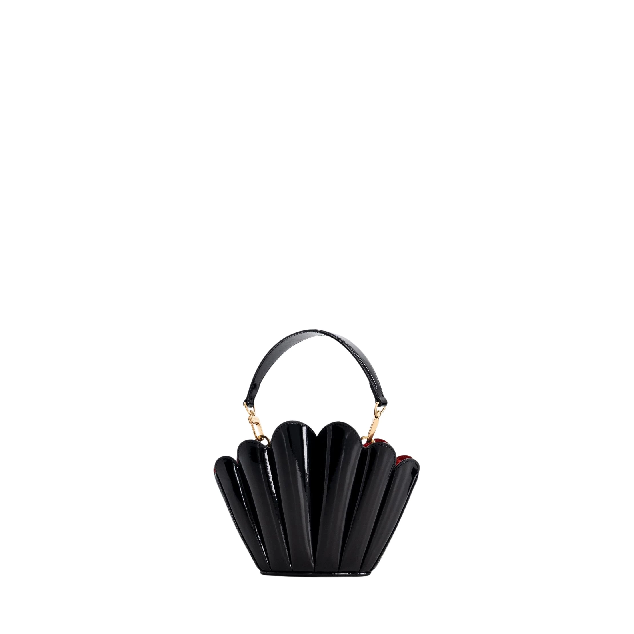 mlouye-Micro-Seashell-Patent-Black-Bags24501_nobg Mlouye Micro Seashell - Patent Black Bag a Architectural Leather Handbag in Black at Coveti Luxury