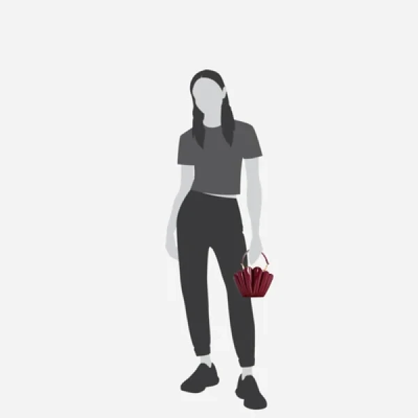 Mlouye Micro Seashell - Patent Bordeaux Bag a Architectural Leather Handbag in Red at Coveti Luxury