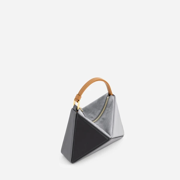 Mlouye Mini Flex Bag - Black & Gray Bag a Architectural Leather Handbag in Black at Coveti Luxury