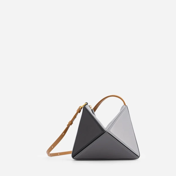 Mlouye Mini Flex Bag - Black & Gray Bag a Architectural Leather Handbag in Black at Coveti Luxury