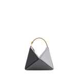 Mlouye Mini Flex Bag - Black & Gray Bag a Architectural Leather Handbag in Black at Coveti Luxury